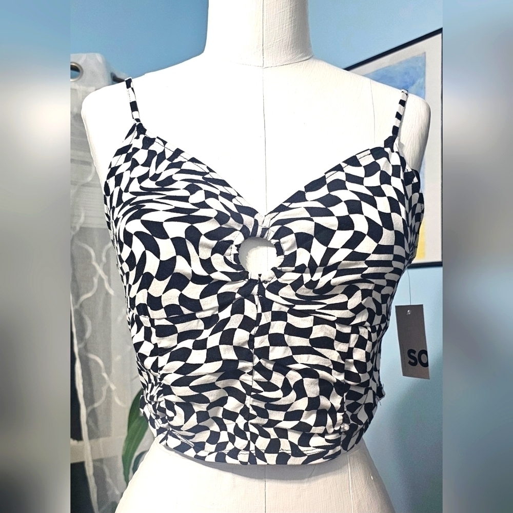 SO Black/White Check Style Tank